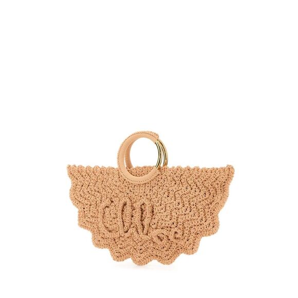 Chloe Women Peach Fabric Small Bracelet Paravent Handbag - Picture 2 of 2